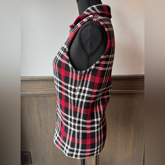 Chaps Red and Black Knit Zip up Vest small EUC - Picture 3 of 8